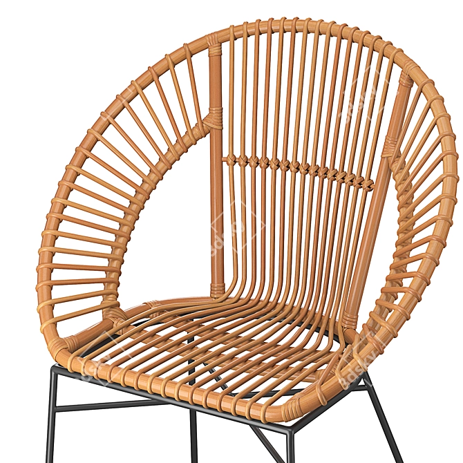 Rattan Accent Chair: Natural Elegance 3D model image 6