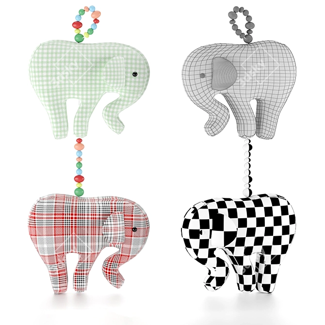 Title: Whimsical Elephant Wall Decor 3D model image 2