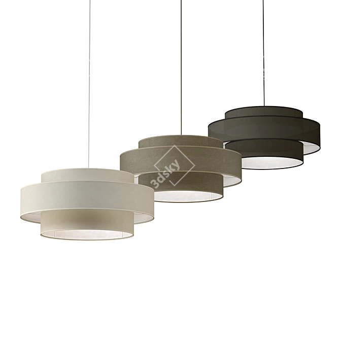 Natural Linen Lampshade 3D model image 3