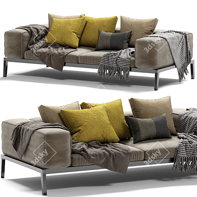 Slifesteel Sectional Sofa: Modern, Stylish, and Comfortable 3D model image 3