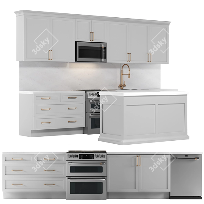 Modern Cafe Kitchen Set 3D model image 1