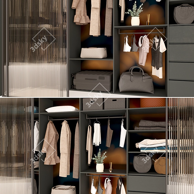 Modern Stylish Wardrobe with Customizable Design 3D model image 2