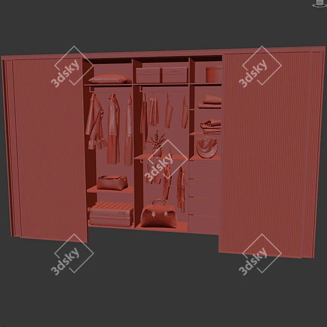 Modern Stylish Wardrobe with Customizable Design 3D model image 7