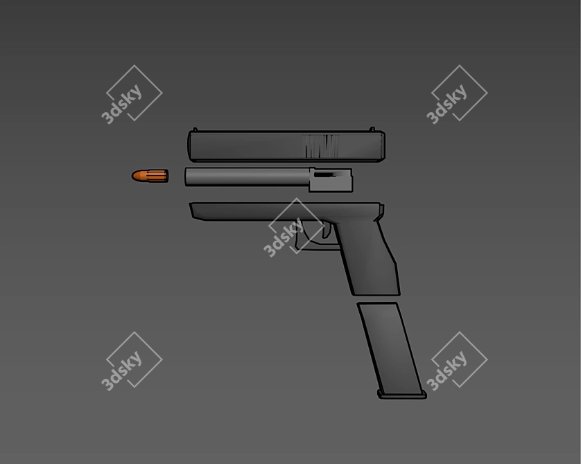Polygon Pistol 3D model image 2