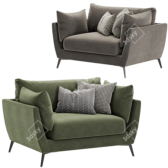 Cozy Skyler Fabric Armchair 3D model image 4