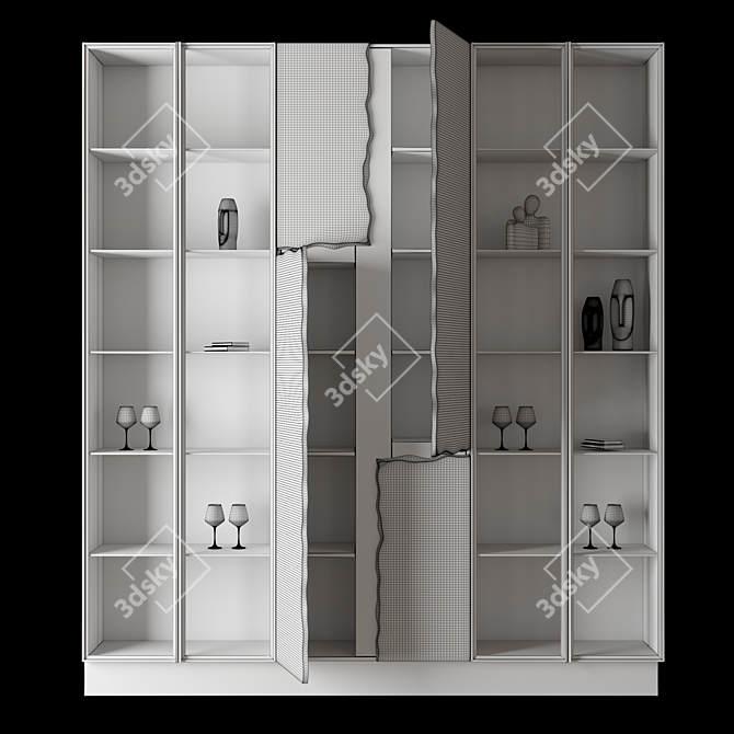 Convertible Cupboard with Open and Closed Doors 3D model image 3