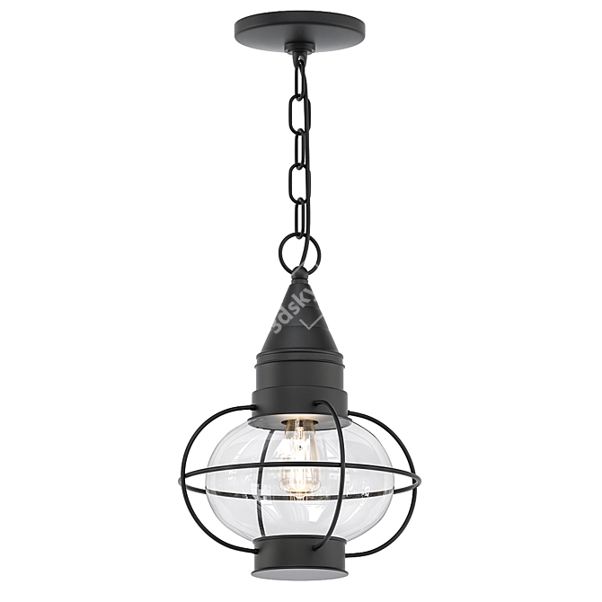 Elegant Black Outdoor Pendant Lantern 3D model image 1