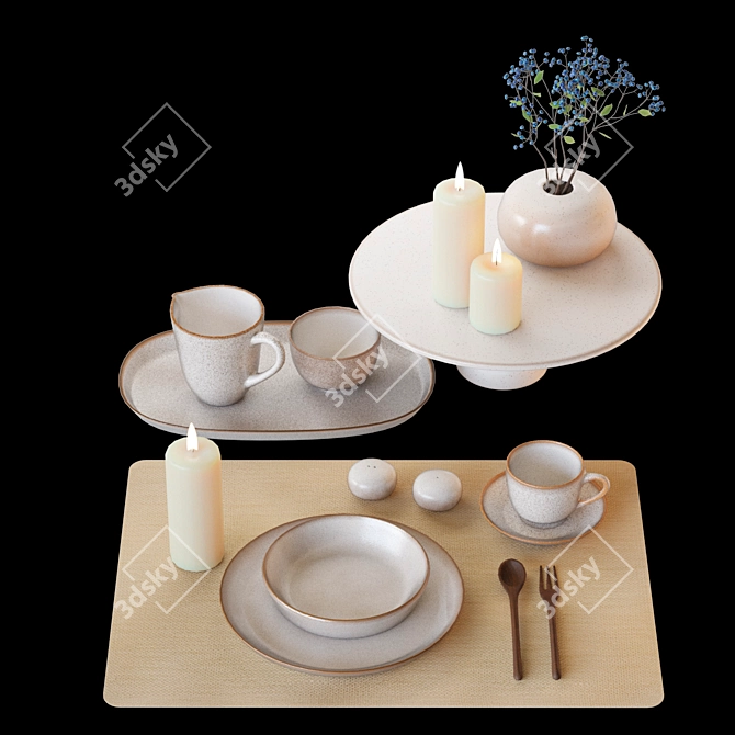 Asa Saisons Sand: Blueberry Branch Tableware Set 3D model image 3