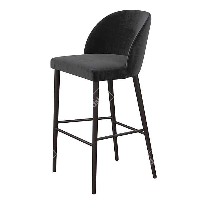 Deluxe Anthracite Velvet Bar Stools 3D model image 5
