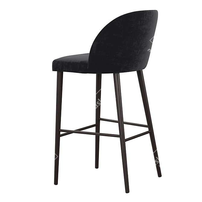 Deluxe Anthracite Velvet Bar Stools 3D model image 6