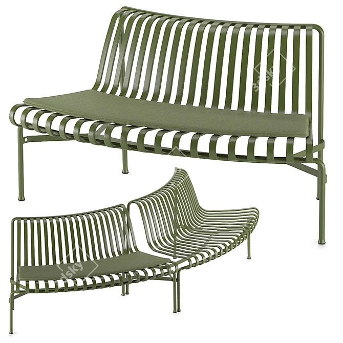 Palissade Park Dining Bench: Outdoor Modular Seating 3D model image 1