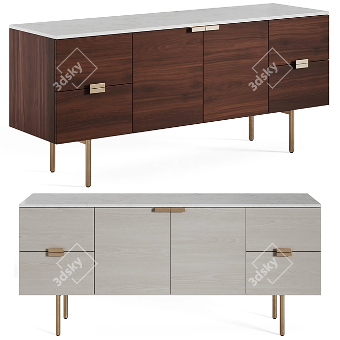 Contemporary Delphine Buffet by West Elm 3D model image 1