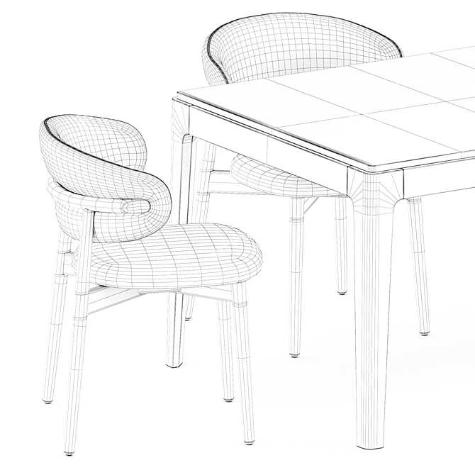 Sleek Oleandro Chair & Ziggy Table Set 3D model image 5