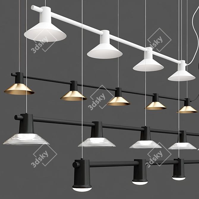 Elegant Compose Pendant Lights 3D model image 2