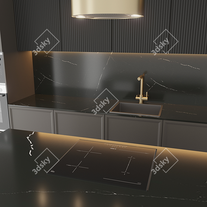 Modern Kitchen Set with Bosch Appliances 3D model image 2