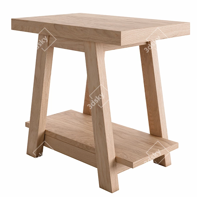 Rustic Safari Teak Bench 50cm 3D model image 3