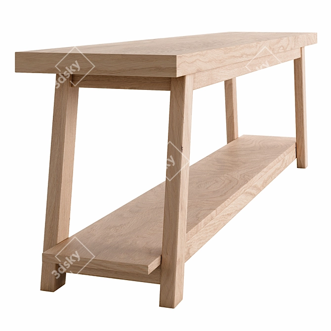 Rustic Teak Bench 150cm: Solid Wood Design 3D model image 2