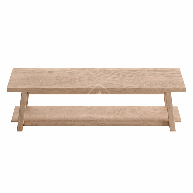 Rustic Teak Bench 150cm: Solid Wood Design 3D model image 6