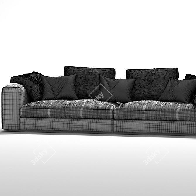 Cozy 3-Seater Fabric Sofa 3D model image 4