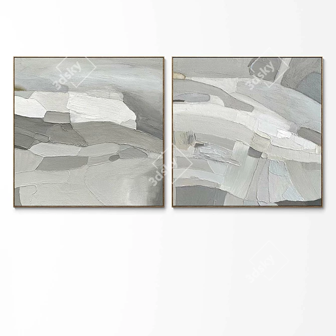 Plaster two square photo frames R-52 3D model image 3