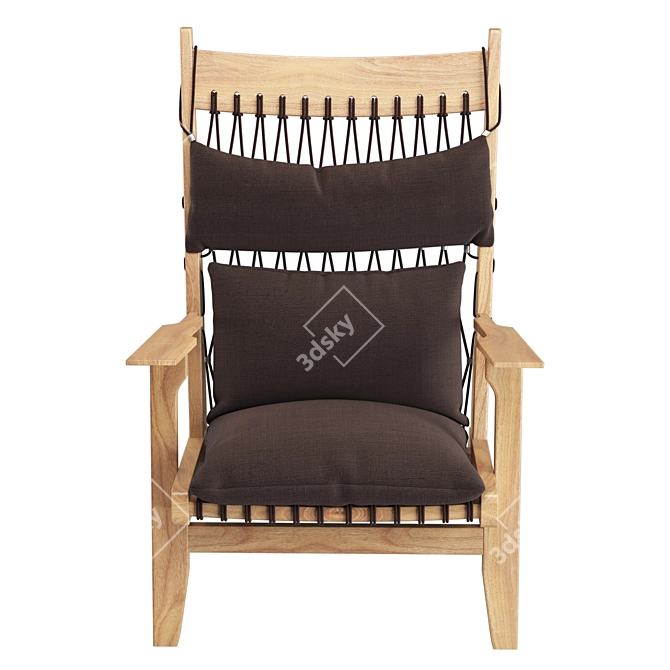 Stylish Fabric Wood Lounge Chair 3D model image 2