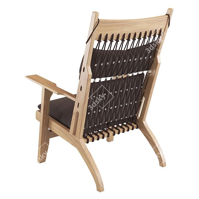 Stylish Fabric Wood Lounge Chair 3D model image 3