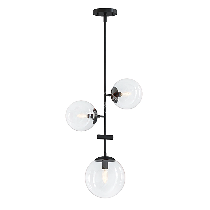 Sleek 3-Light Sputnik Chandelier 3D model image 1