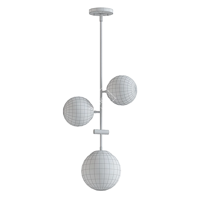 Sleek 3-Light Sputnik Chandelier 3D model image 2