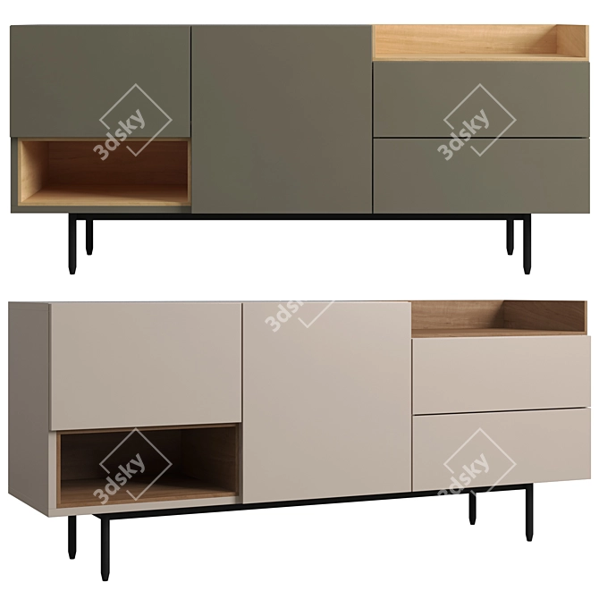 Modern Heaton Wide Sideboard Cabinet 3D model image 2
