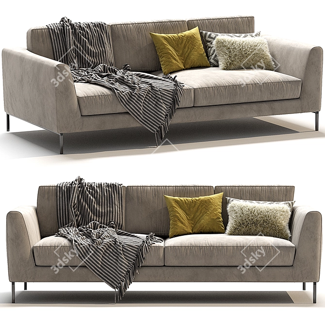 Elegant Meridiani Louis Up Sofa 3D model image 1