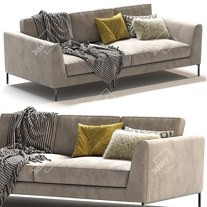Elegant Meridiani Louis Up Sofa 3D model image 2