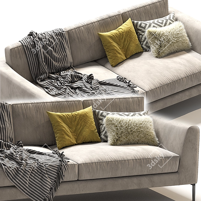 Elegant Meridiani Louis Up Sofa 3D model image 3