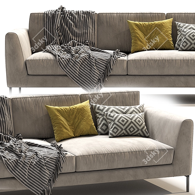 Elegant Meridiani Louis Up Sofa 3D model image 8