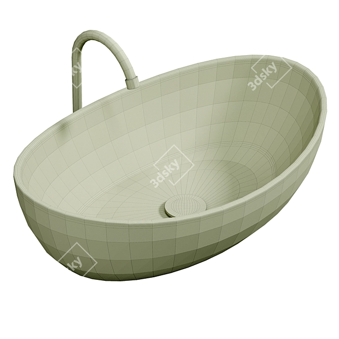 Modern Solid Surface Vessel Sink 3D model image 2