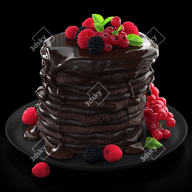 Decadent Chocolate Pancakes 3D Model 3D model image 1