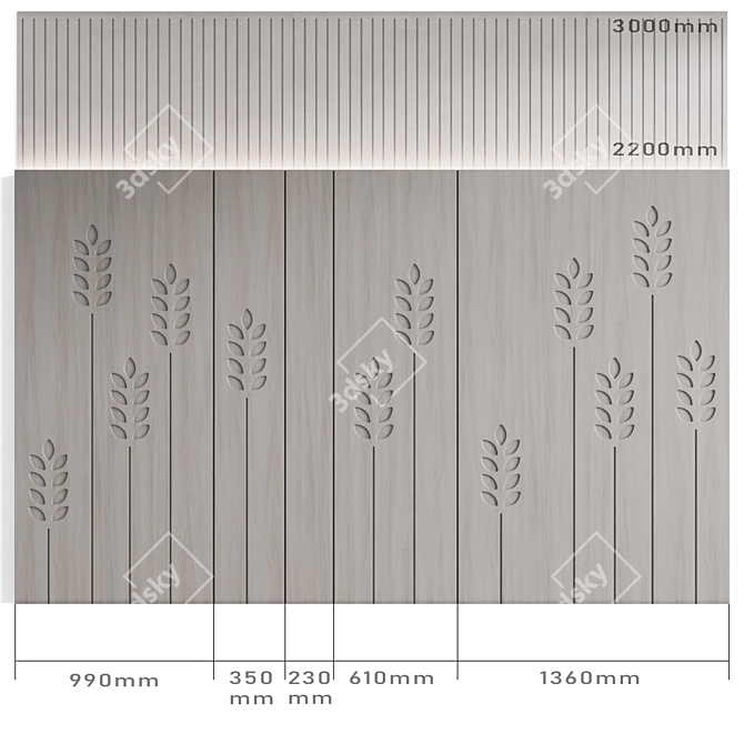 Whimsical Wall Panel for Room 3D model image 3