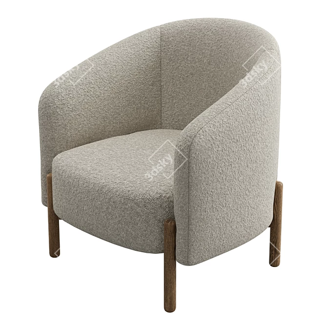 Boucle Modern Armchair - Cozy Chic 3D model image 5