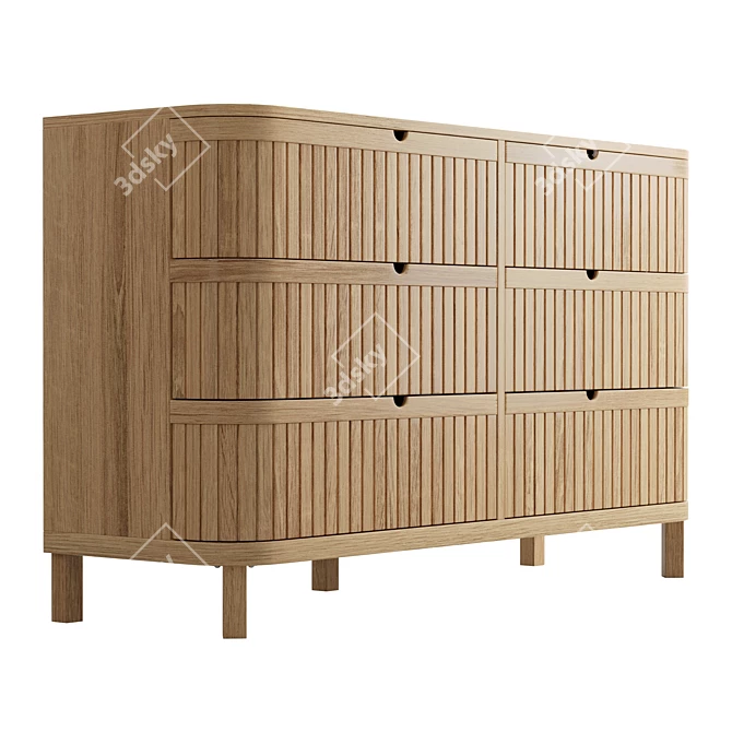 Juliette Modern 6-Drawer Oak Dresser 3D model image 6