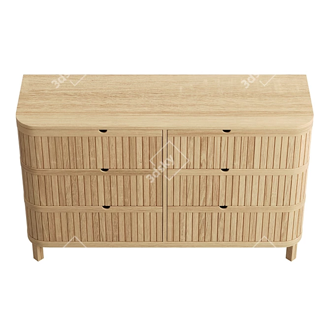 Juliette Modern 6-Drawer Oak Dresser 3D model image 1