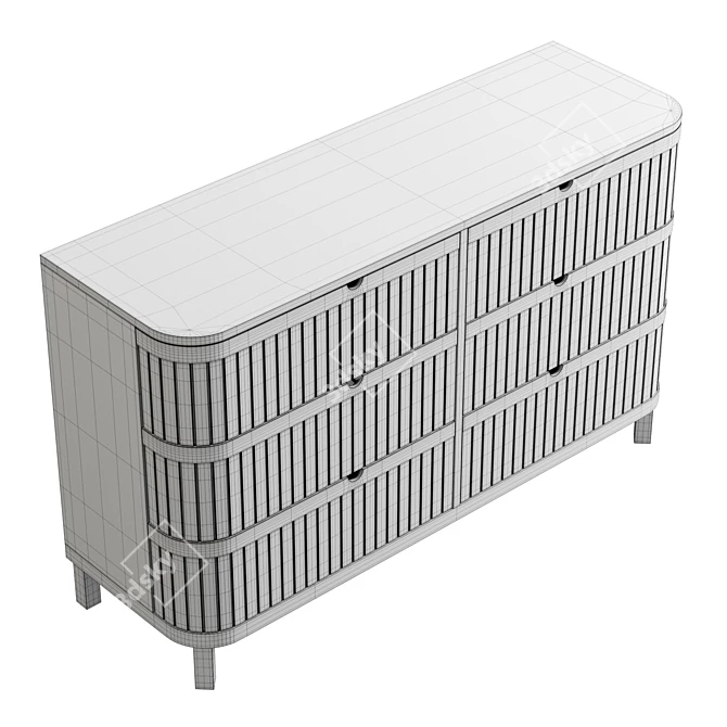Juliette Modern 6-Drawer Oak Dresser 3D model image 3
