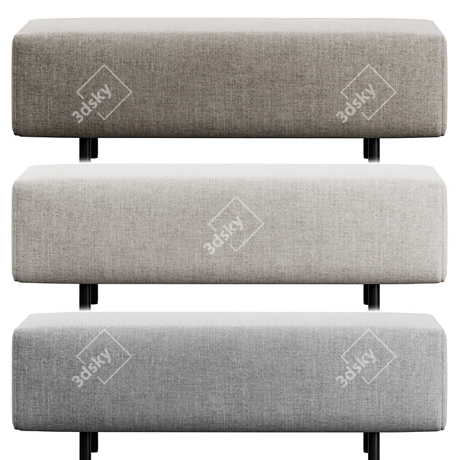 Poppin Block Party Lounge Bench 3D model image 3