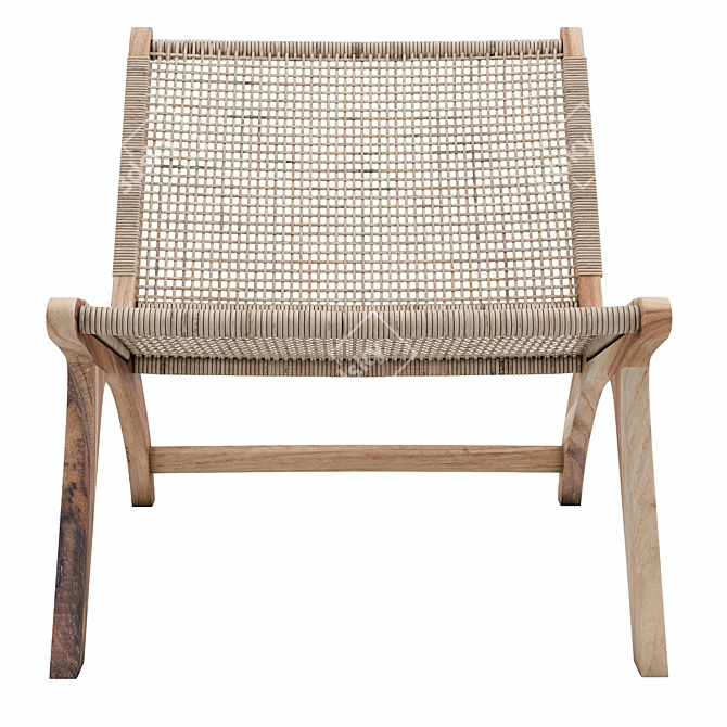 Rustic Teak Armchair: Beida Replica 3D model image 2