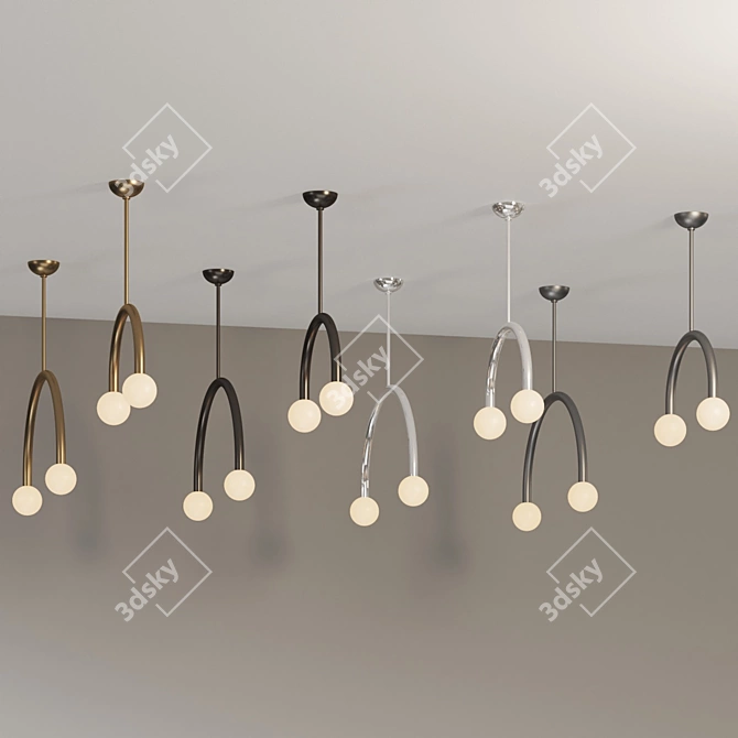 Symmetrical Steel Pendant Light 3D model image 4