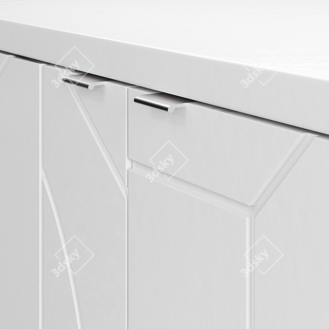 Stockholm Scandinavian Style White Cabinet 3D model image 2