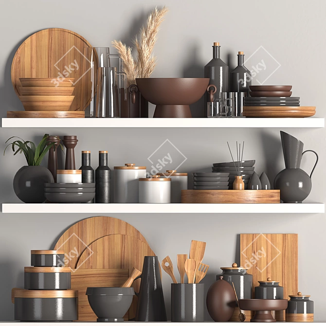 Modern Kitchen Set 2015 Upgrade 3D model image 1