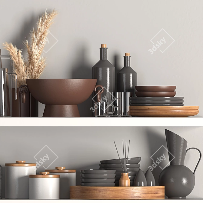 Modern Kitchen Set 2015 Upgrade 3D model image 2