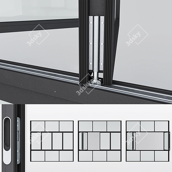 Corona Aluminium Window Model Render 3D model image 3