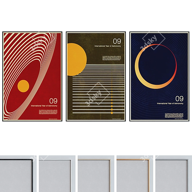 Modern Astronomy Poster Picture Frame Set 3D model image 1