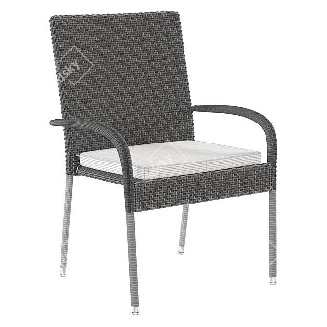 Outdoor Rattan-Look Plastic Garden Chair 3D model image 6