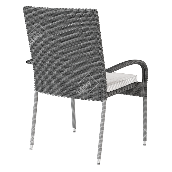 Outdoor Rattan-Look Plastic Garden Chair 3D model image 7